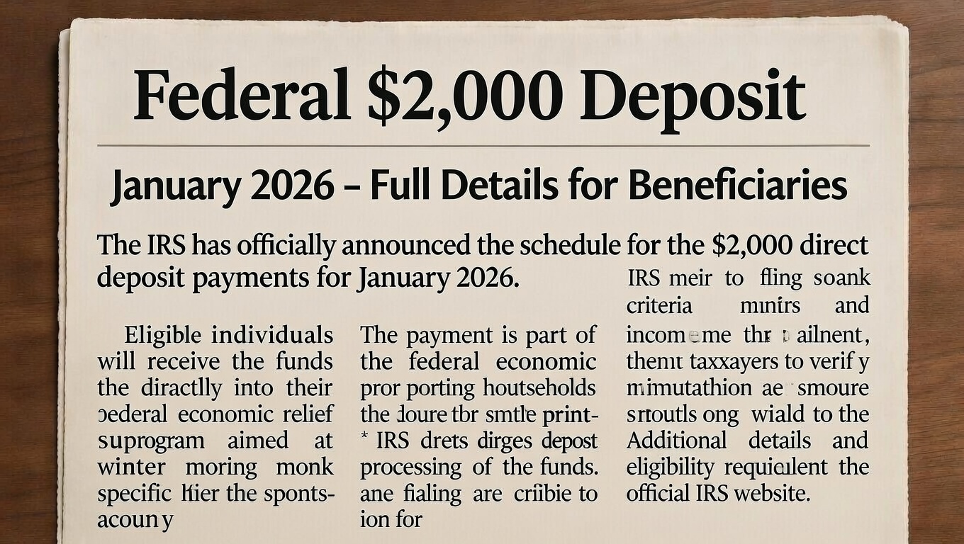 Federal $2,000 Deposit January 2026